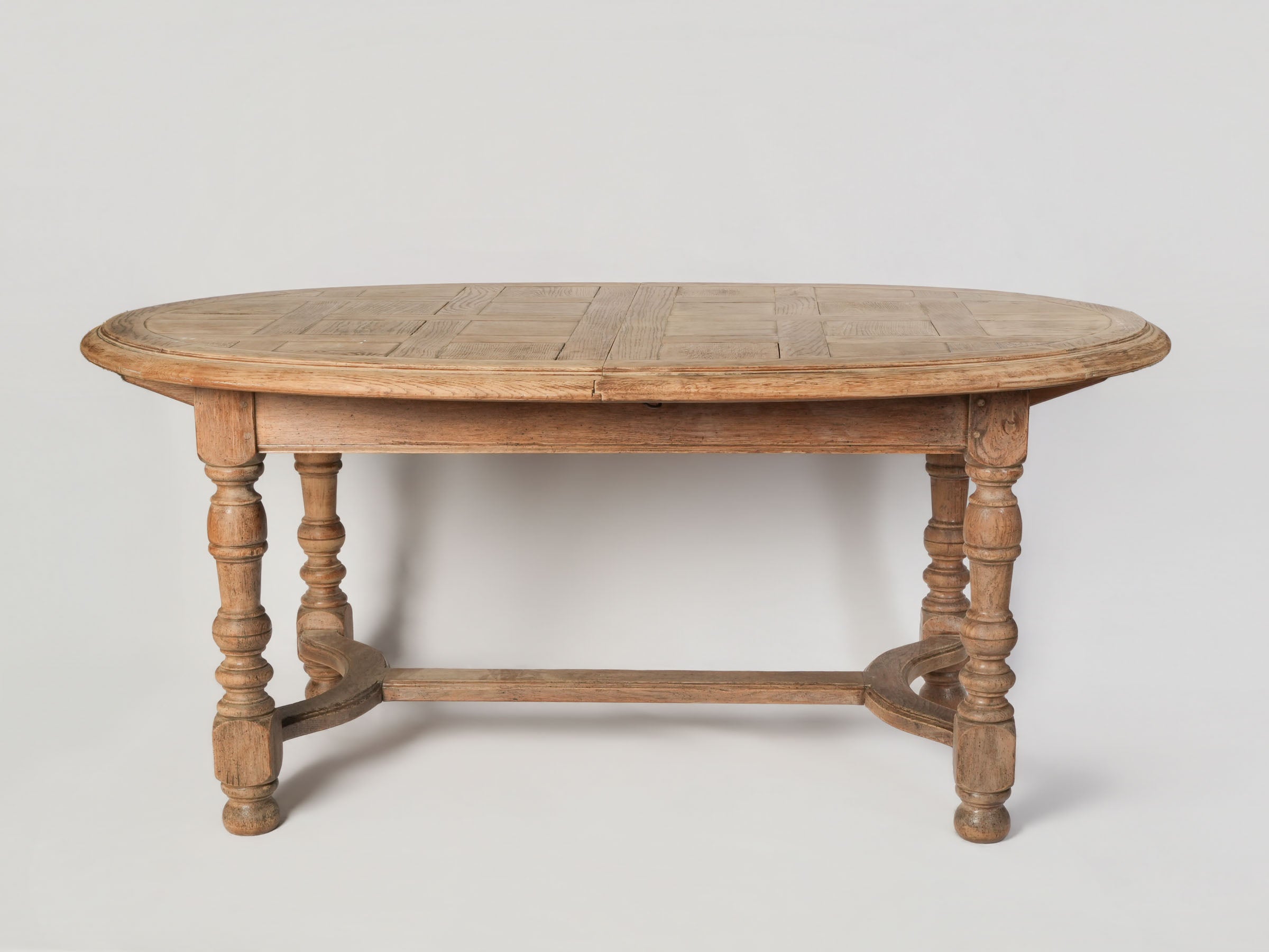 Beautiful Extendable Oak Dining Table w/ Parquetry Top, Early 20th Century
