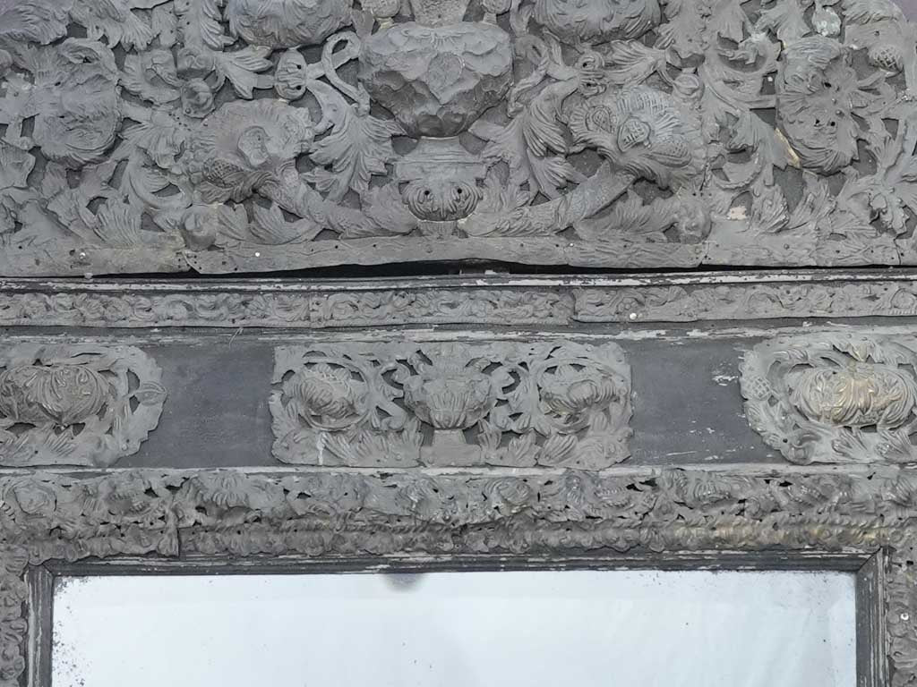 Aged French zinc and leather mirror