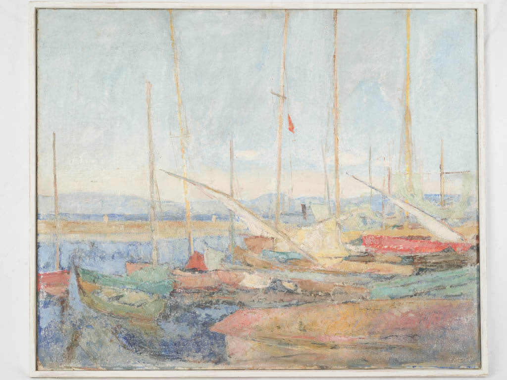 Luminous colorful harbor scene