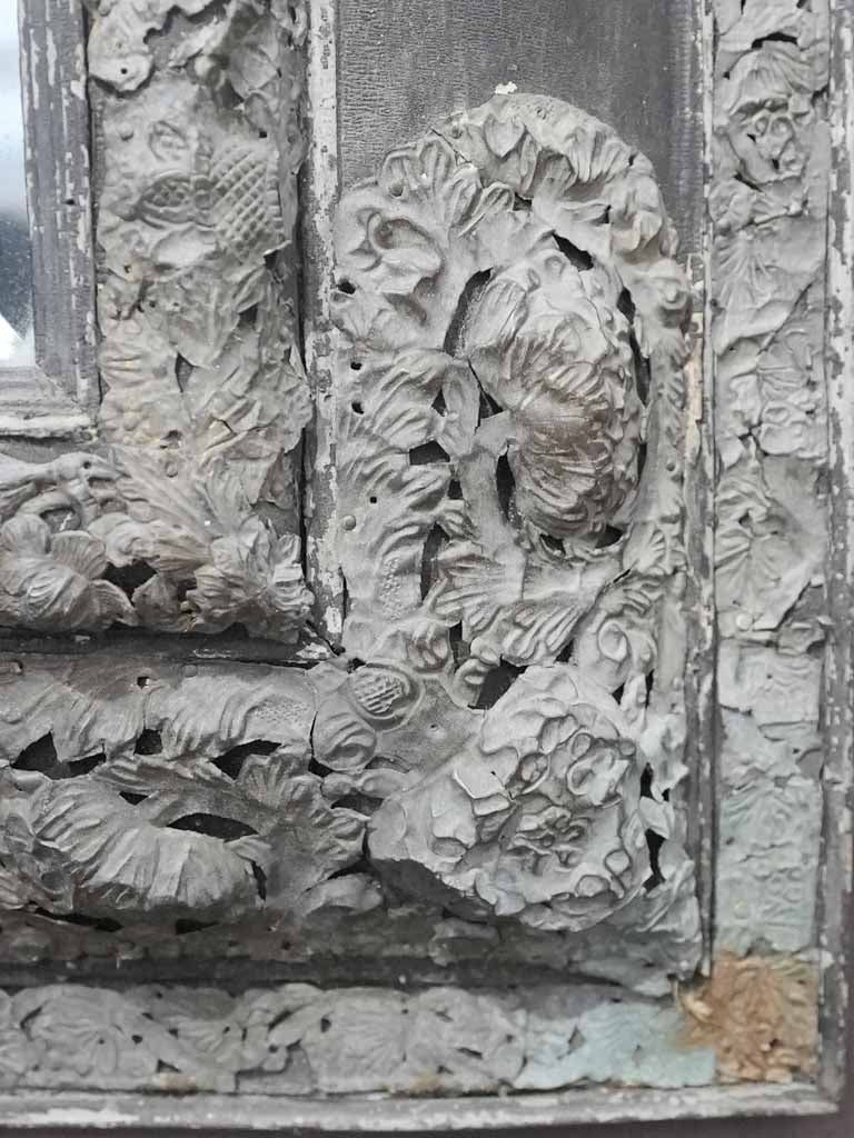 Unique Louis XIII-style black leather mirror