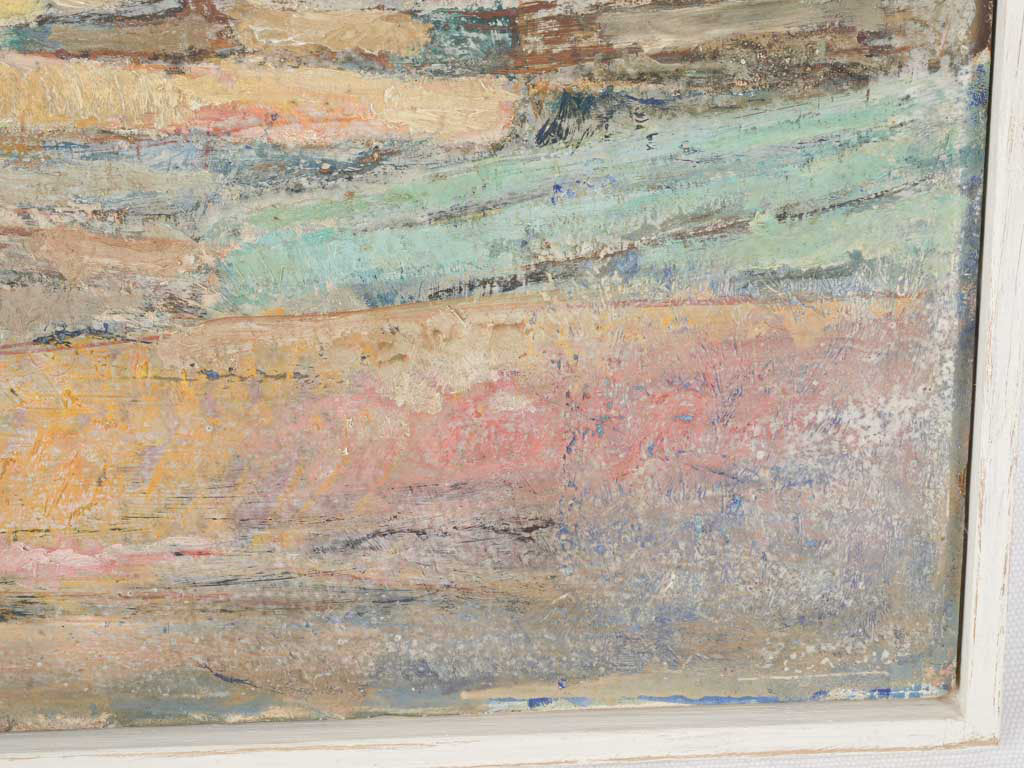Signed mid-century harbor artwork