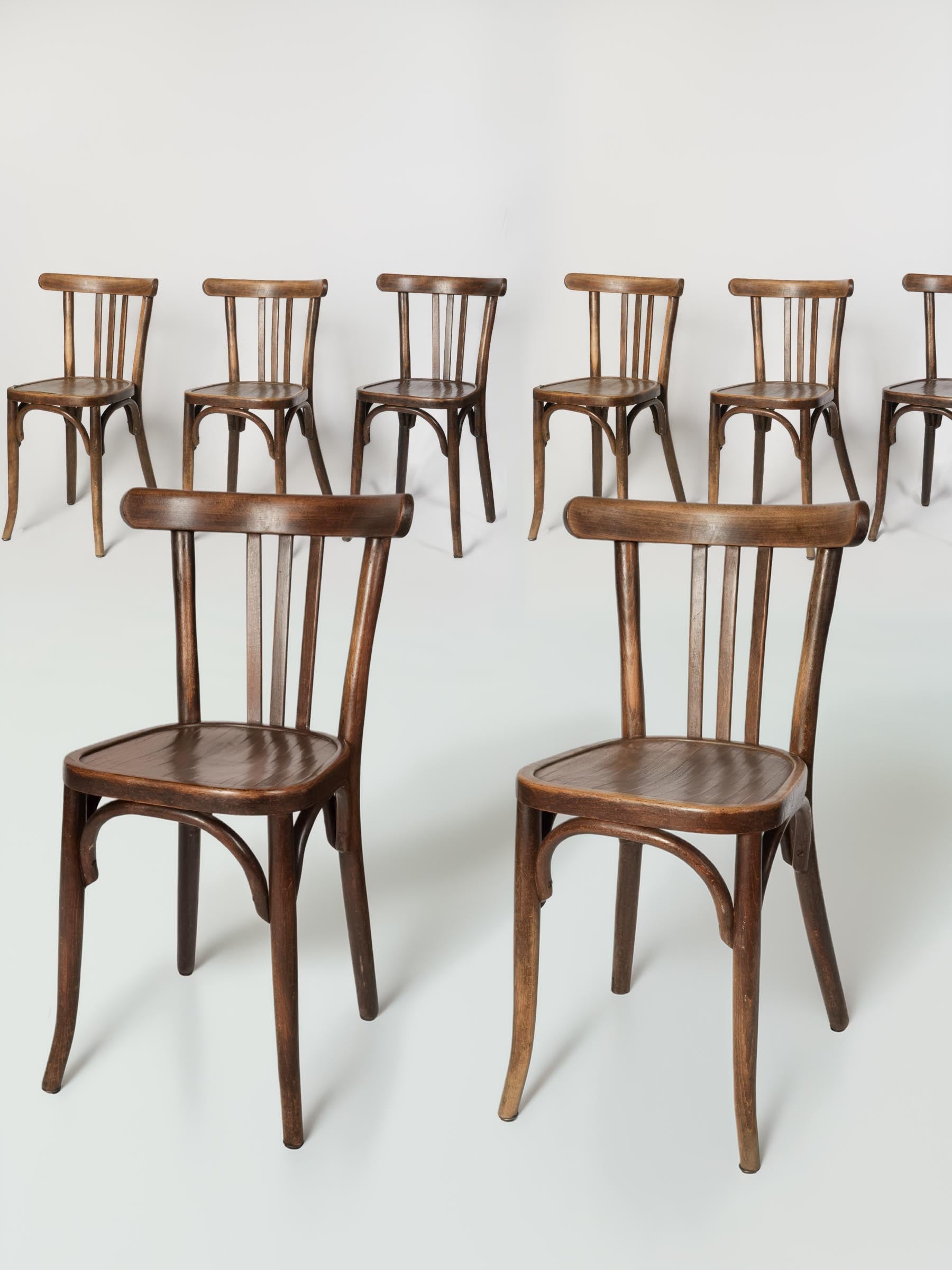 Set of Twelve French Bentwood Café Chairs, Early 20th Century