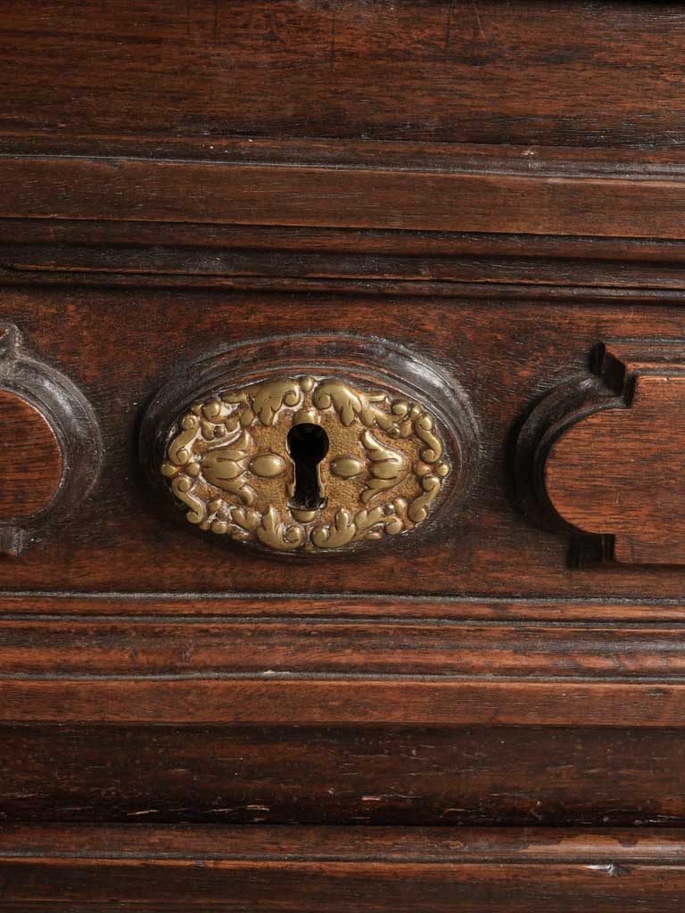 Artisanal crafted French bronze handle commode