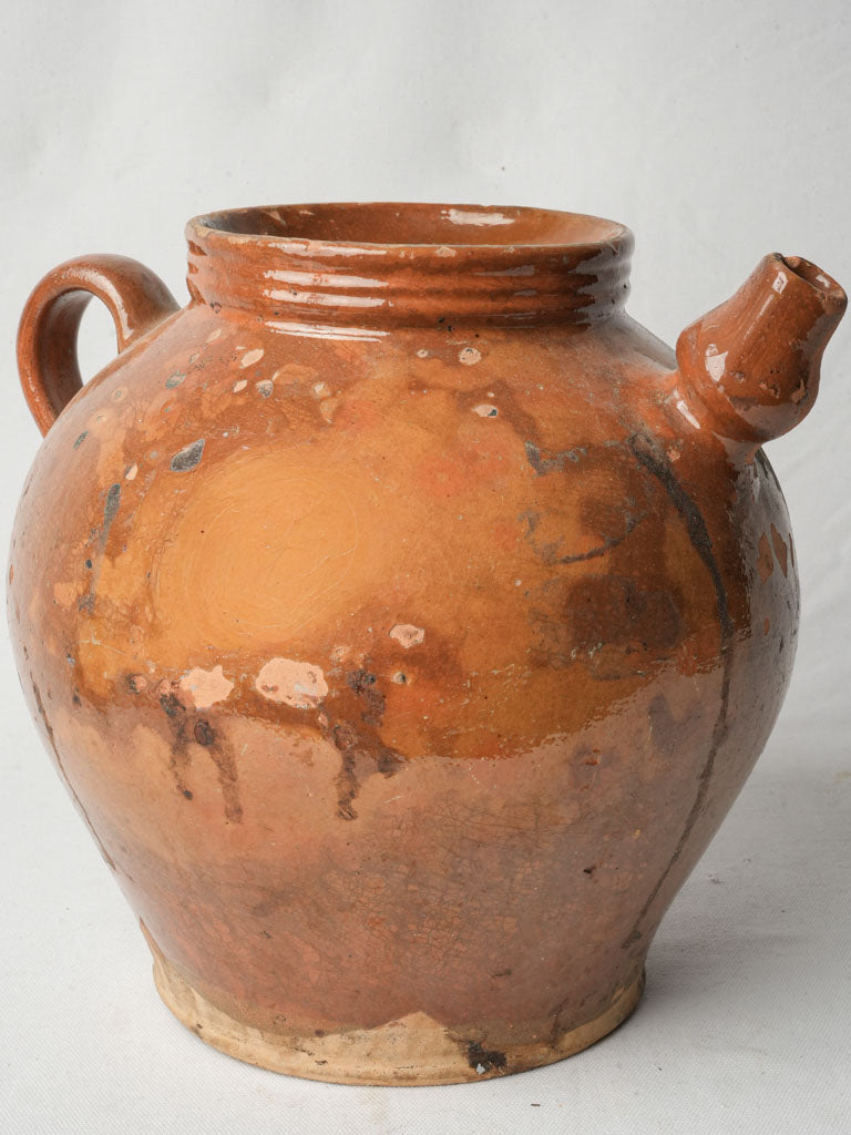 Vintage tobacco glaze earthenware vase