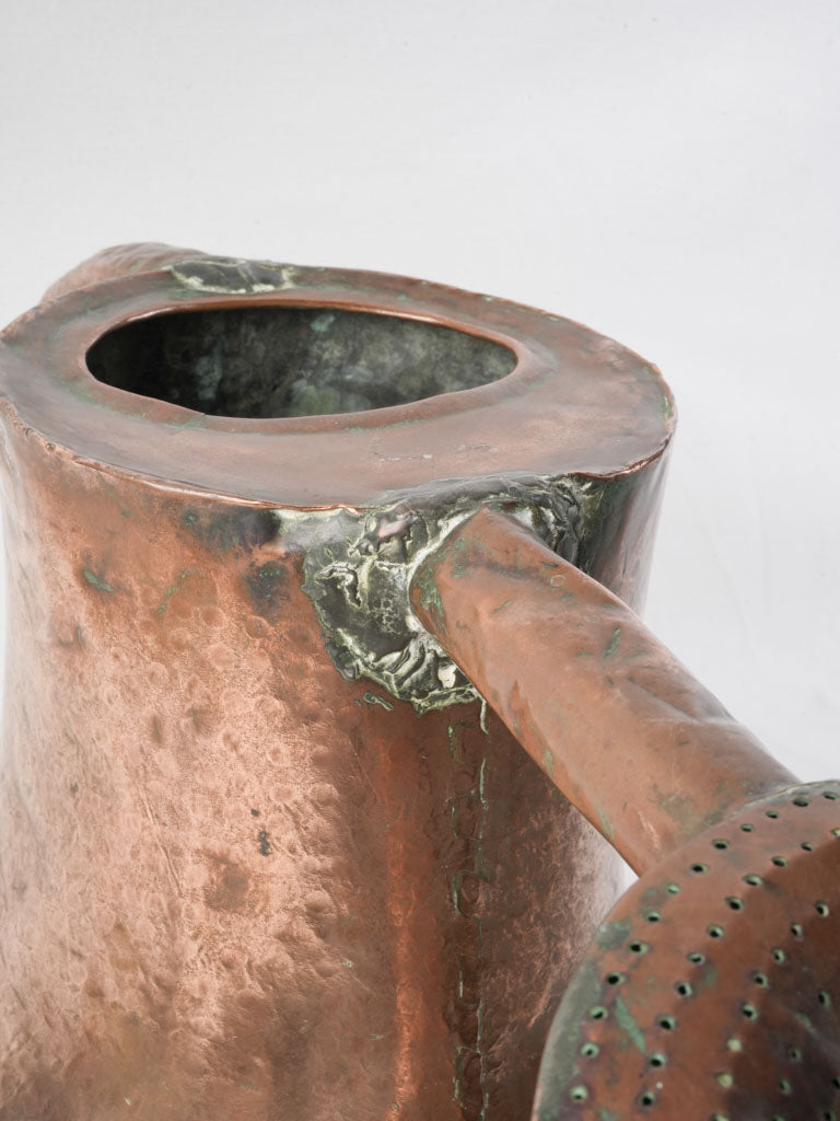 Striking Late 18th Century Hand-forged Copper Watering Can - 13½"