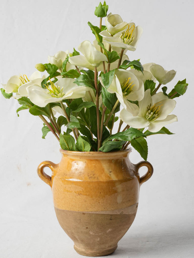 Rustic ochre-glazed earthenware vessel