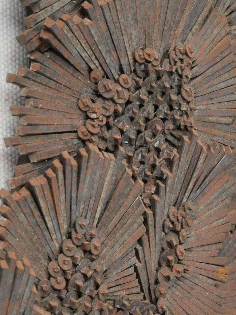 Folk Art Heraldic Eagle in Worked Nails on Wooden Panel - 20½"