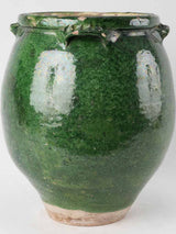 Vintage emerald glazed pottery vessel