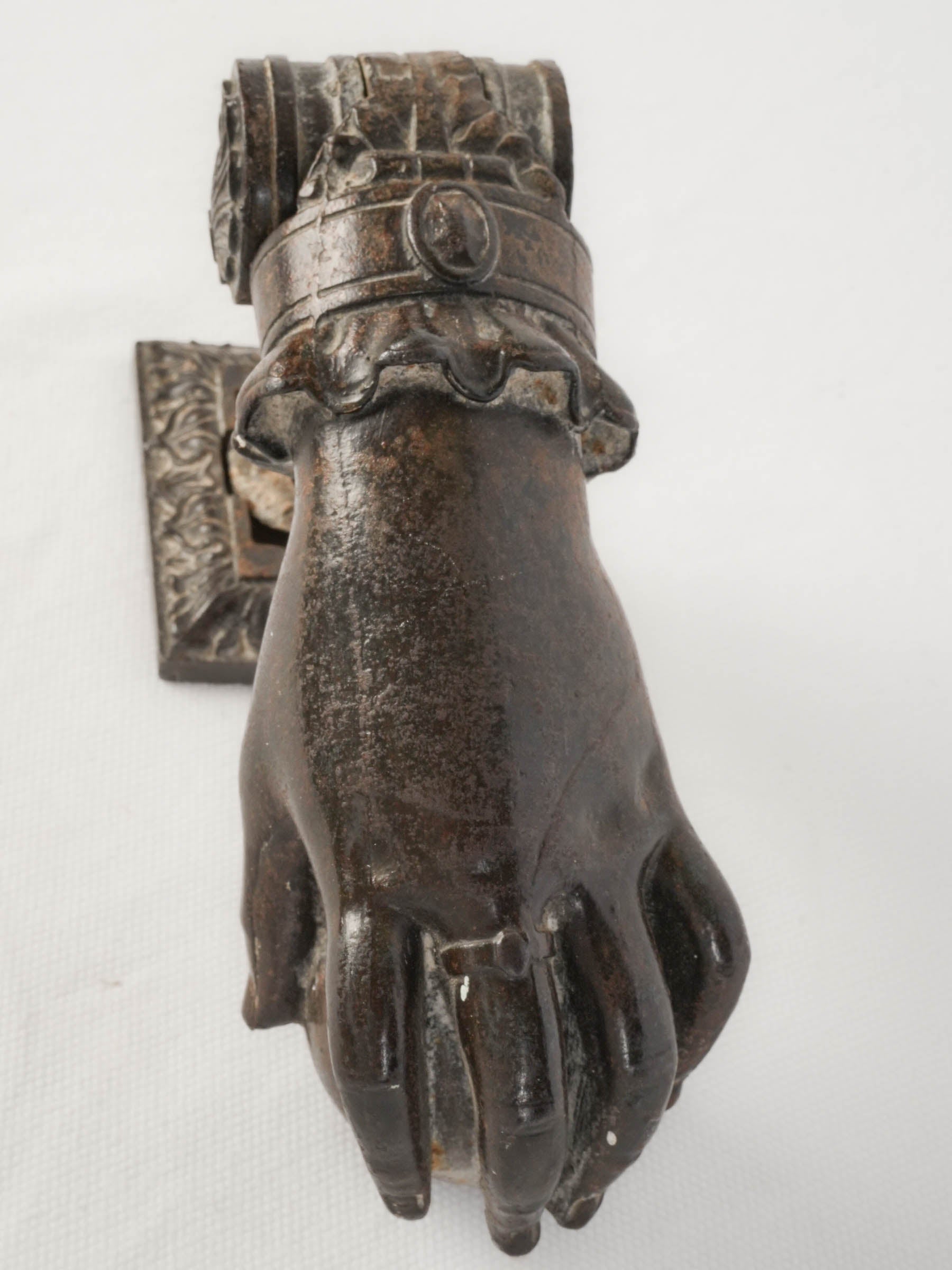 Antique patina bronze hand knocker