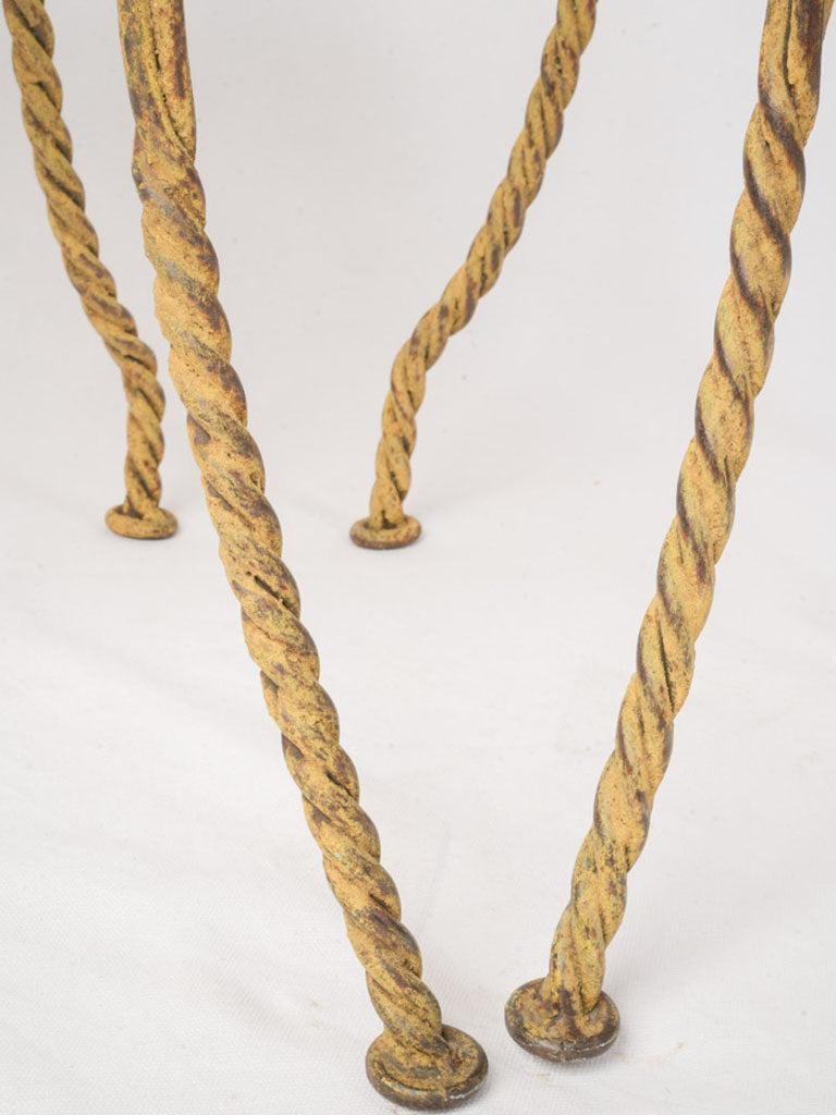 Set of Four Late 20th Century Wrought Iron Garden Chairs in Sunny Yellow Patina - 37¾"