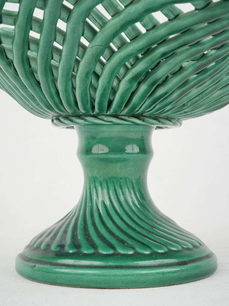 Refined Vintage Green Pedestal Bowl