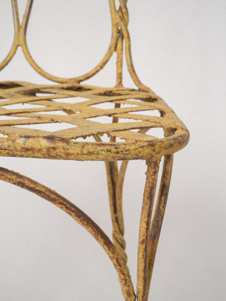 Set of Four Late 20th Century Wrought Iron Garden Chairs in Sunny Yellow Patina - 37¾"