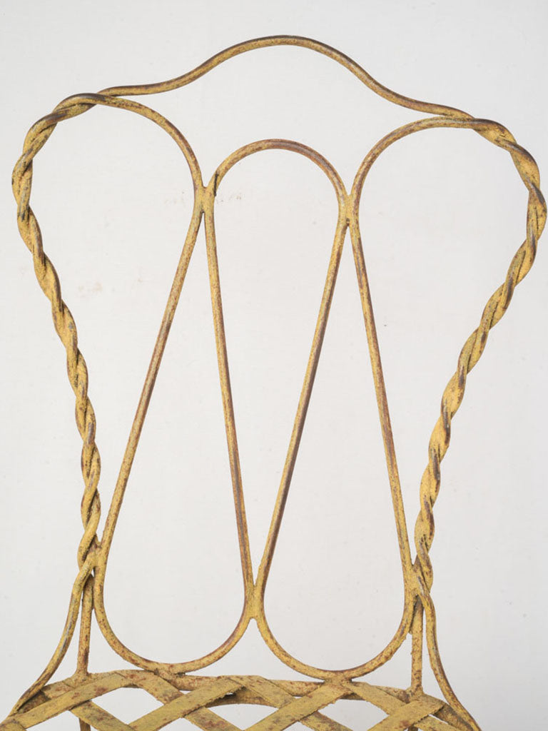 Set of Four Late 20th Century Wrought Iron Garden Chairs in Sunny Yellow Patina - 37¾"