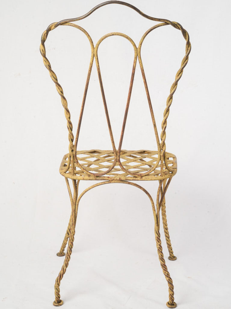 Set of Four Late 20th Century Wrought Iron Garden Chairs in Sunny Yellow Patina - 37¾"