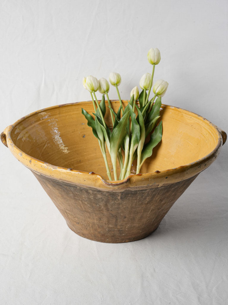 Rustic 19th-century honey-glazed bowl