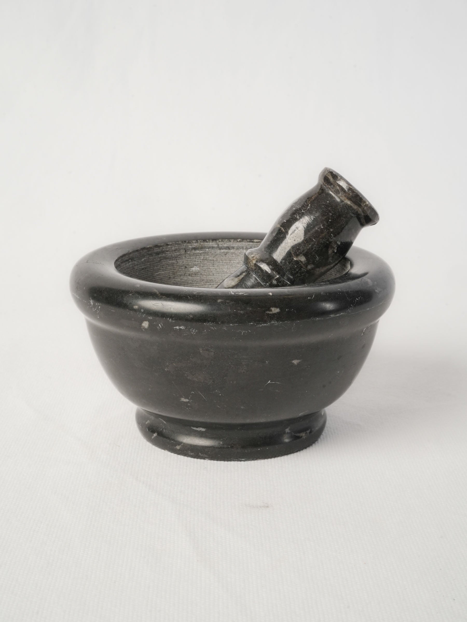 Vintage jet-tone marble mortar set