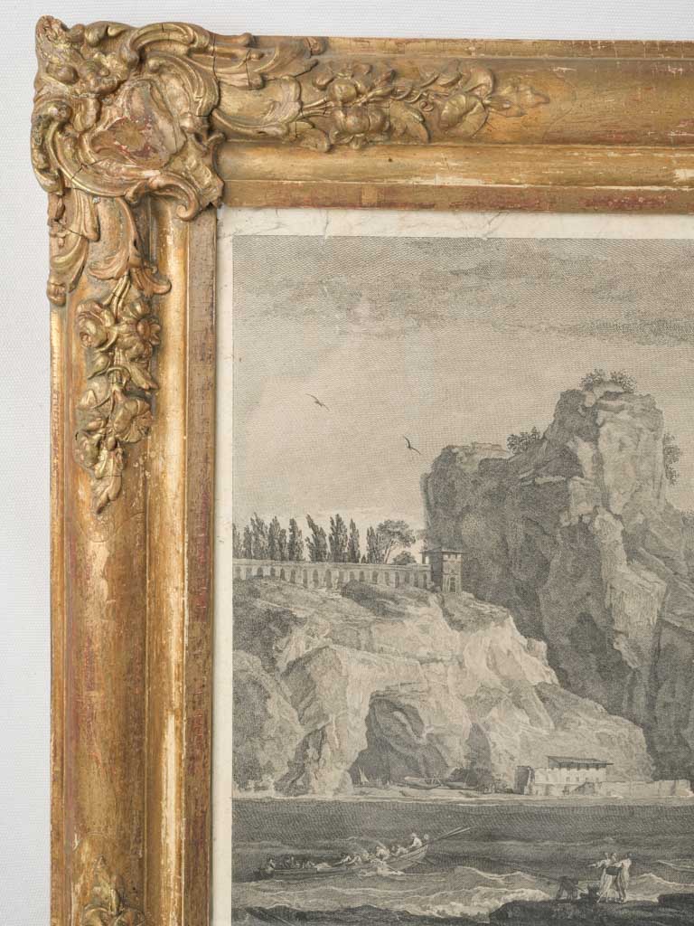 Rococo-style maritime-themed engraving