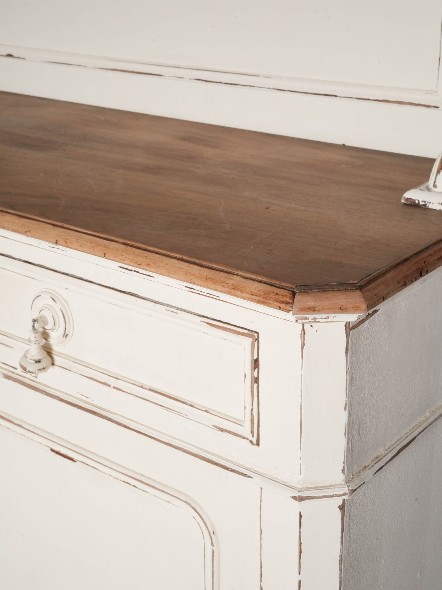 French Saint-Hubert Buffet w/ Distressed Cream Finish, Early 20th Century - 78" x 51½"