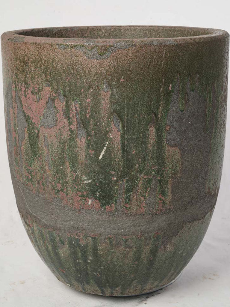 Large Mid 20th Century Industrial Crucible Planter w/ Mineral Heat Patina - 23¾"