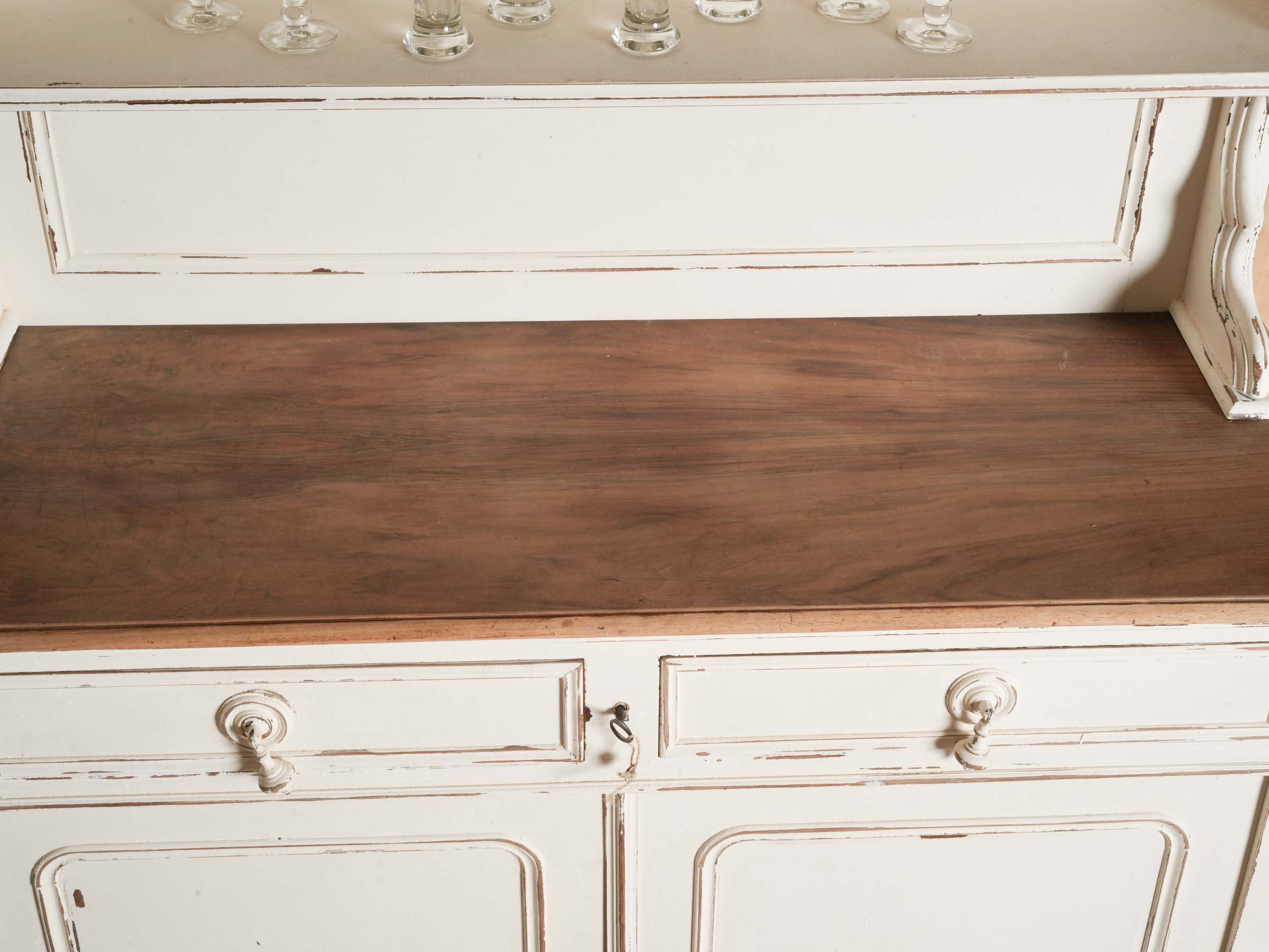 French Saint-Hubert Buffet w/ Distressed Cream Finish, Early 20th Century - 78" x 51½"