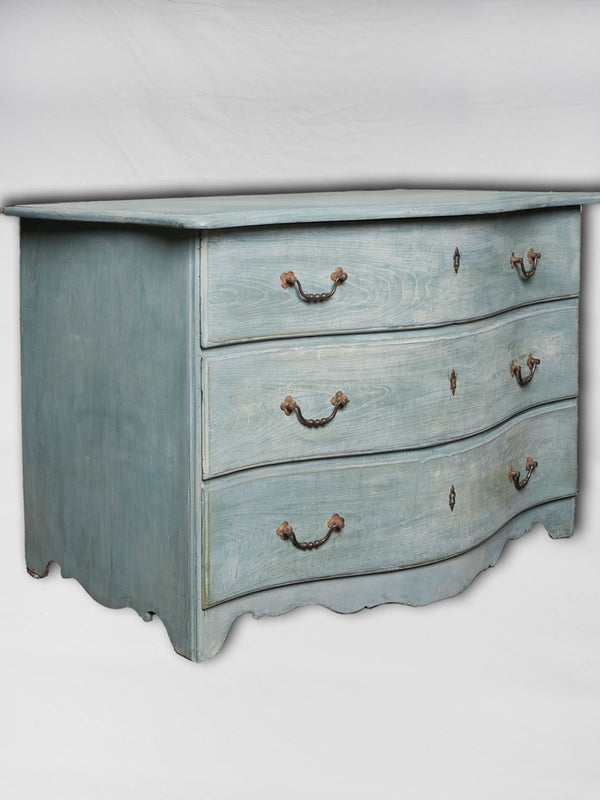 18th-century curved antique three-drawer chest