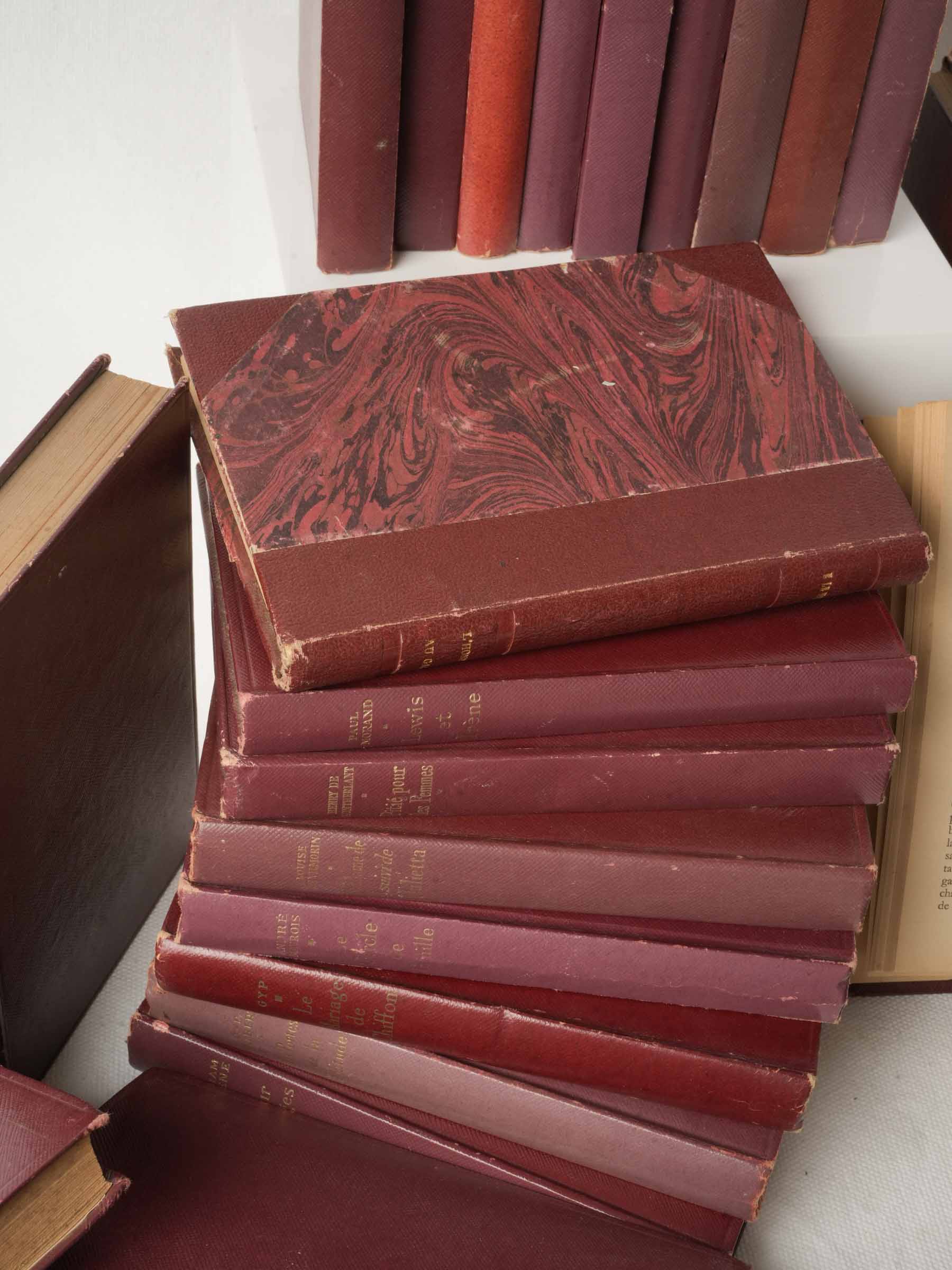 Antique paper-bound red novels