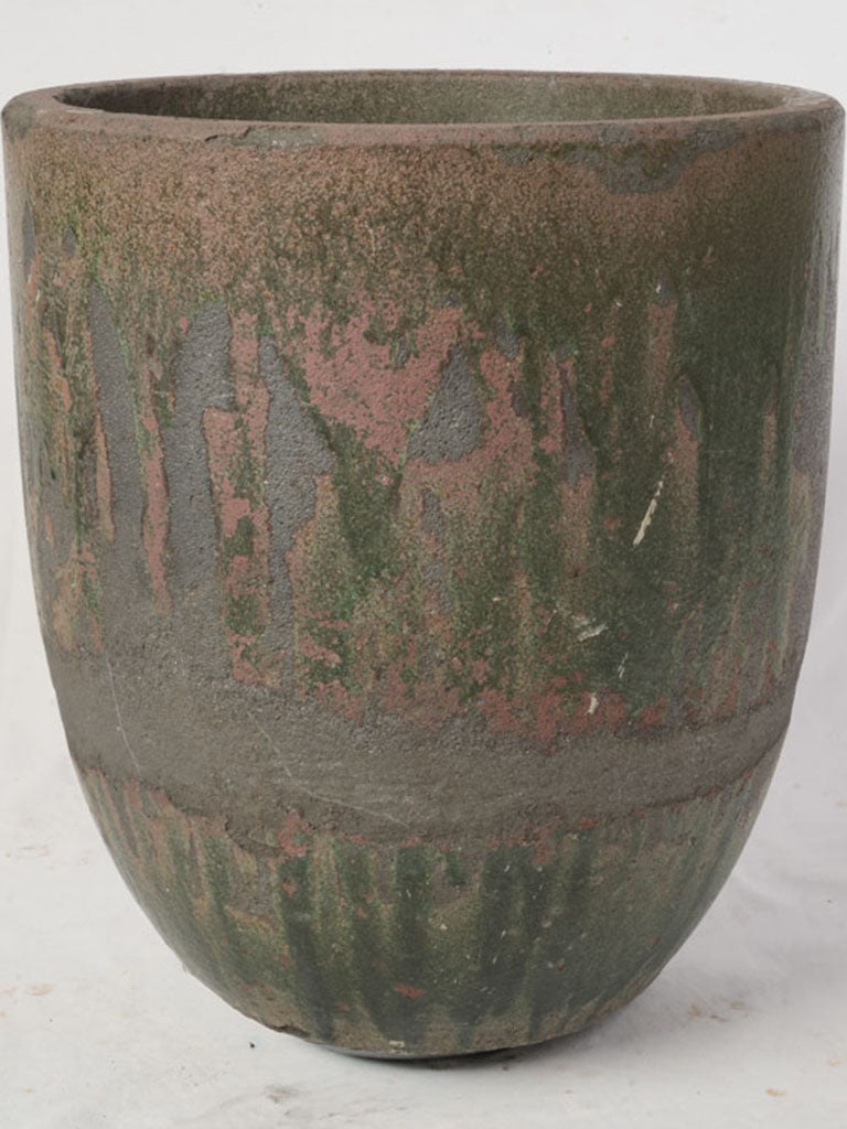 Large Mid 20th Century Industrial Crucible Planter w/ Mineral Heat Patina - 23¾"