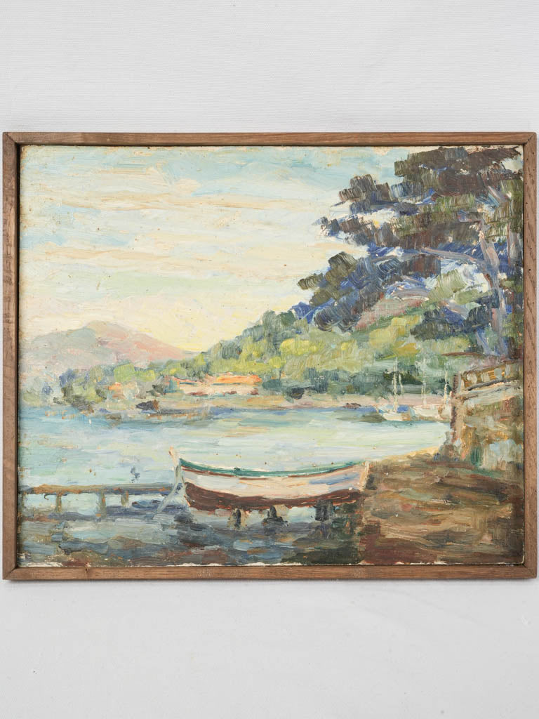 1960s French Coastal Scene Oil Painting By Victor Ferreri - 15¾" x 19"