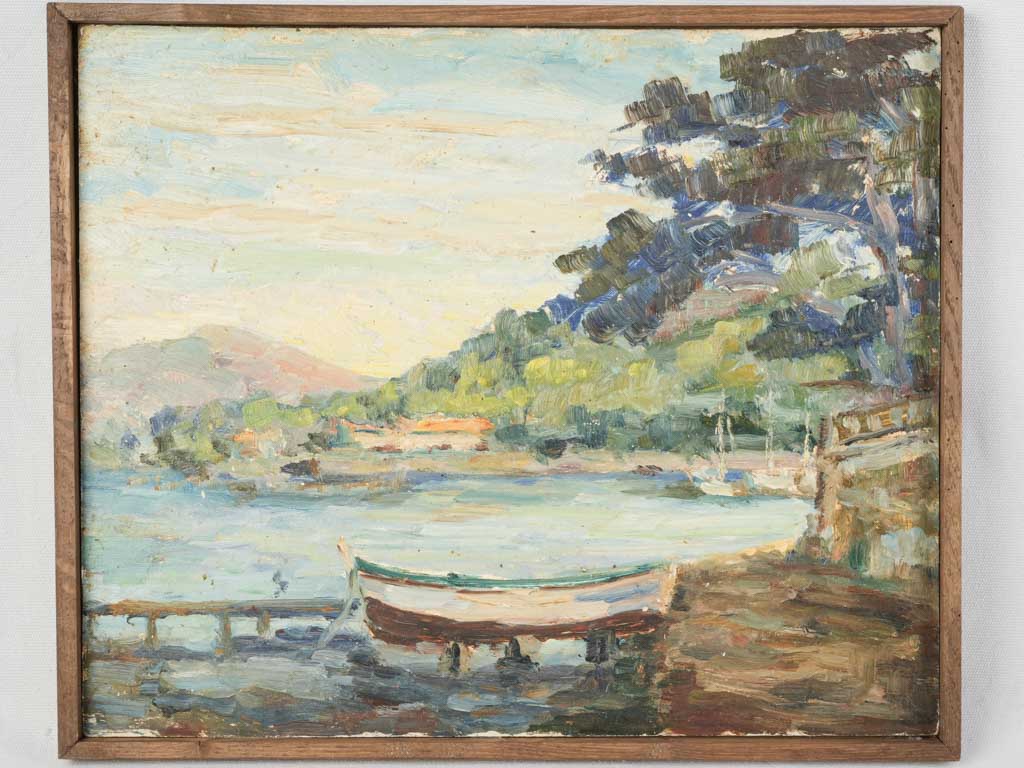 1960s French Coastal Scene Oil Painting By Victor Ferreri - 15¾" x 19"
