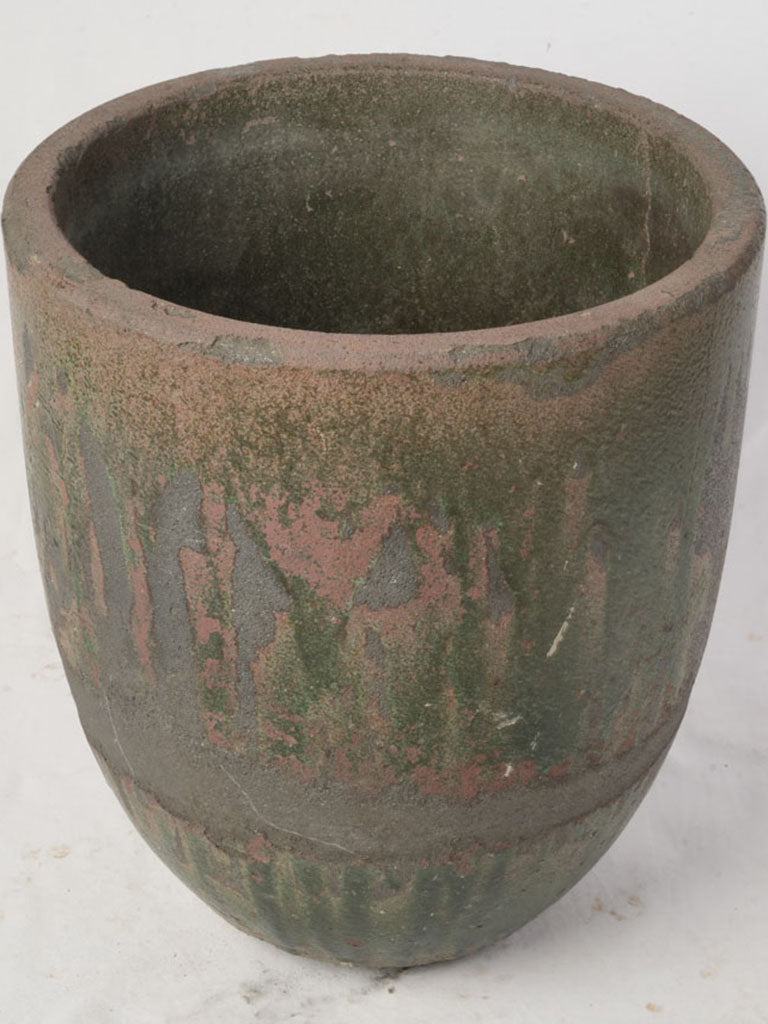 Large Mid 20th Century Industrial Crucible Planter w/ Mineral Heat Patina - 23¾"