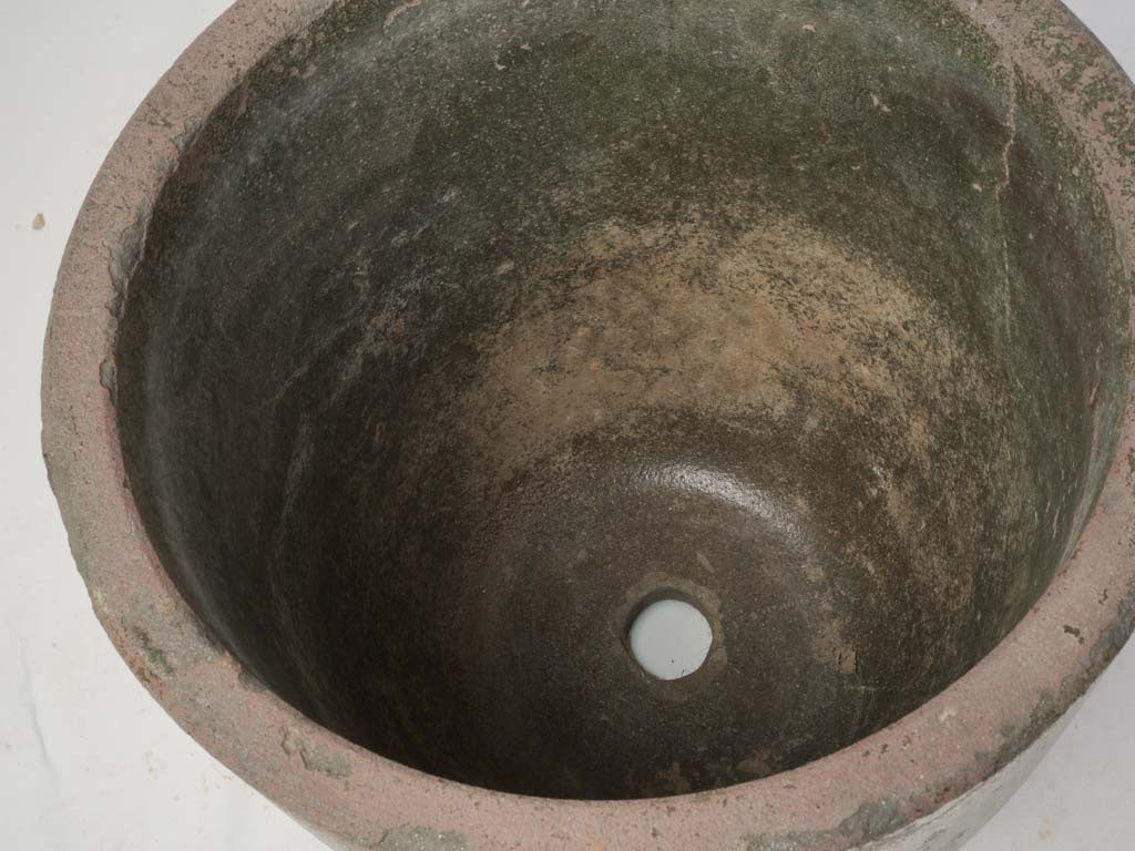 Large Mid 20th Century Industrial Crucible Planter w/ Mineral Heat Patina - 23¾"