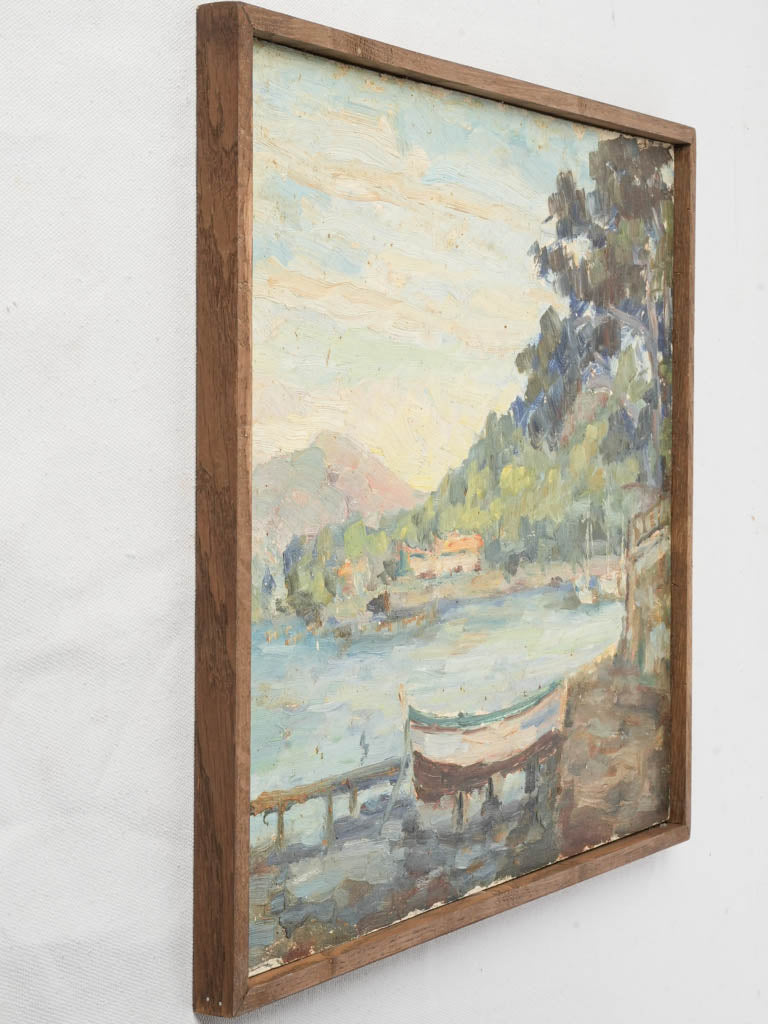 1960s French Coastal Scene Oil Painting By Victor Ferreri - 15¾" x 19"