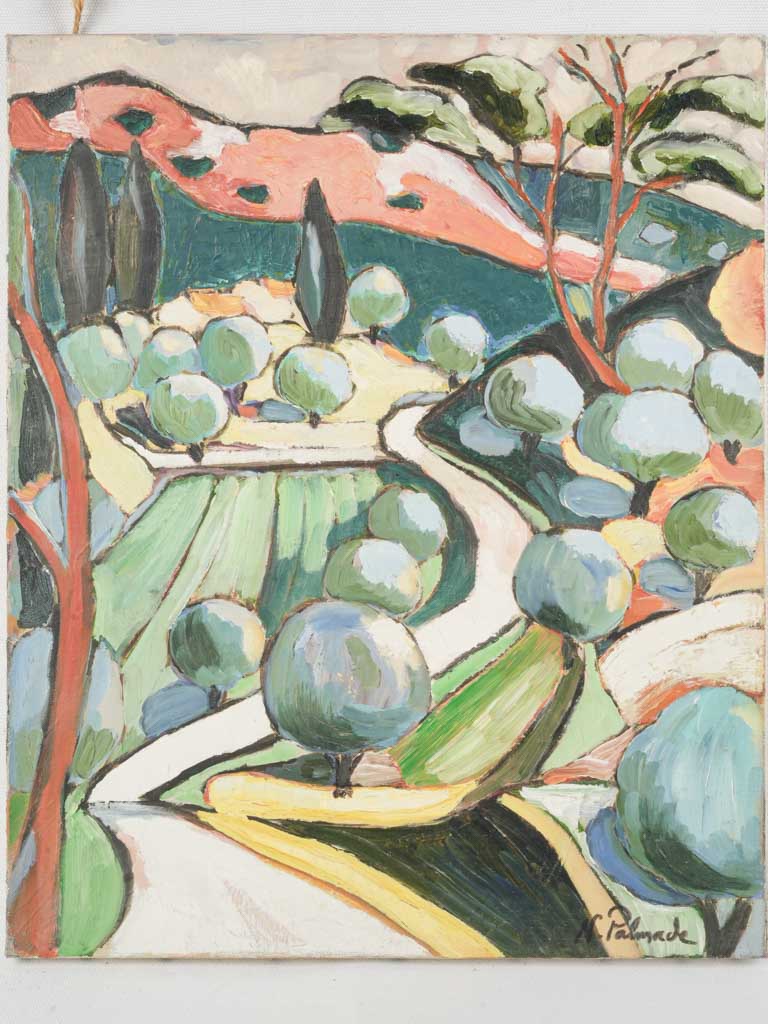 Vintage cheerful landscape painting