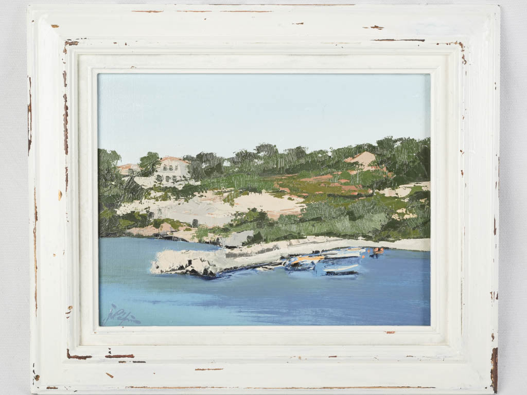 Distressed framed colorful painting