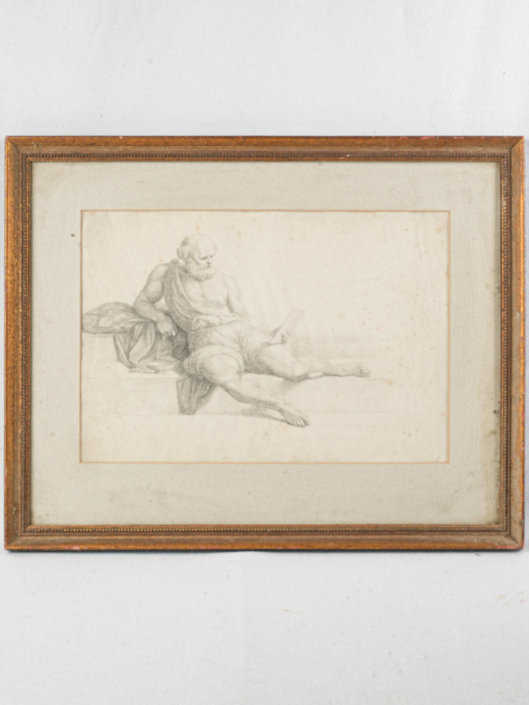 Framed Graphite Drawing of Socrates Late 19th or Early 20th Century - 20¾" x 16½"