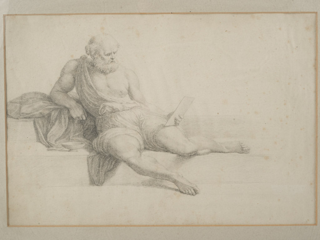 Framed Graphite Drawing of Socrates Late 19th or Early 20th Century - 20¾" x 16½"