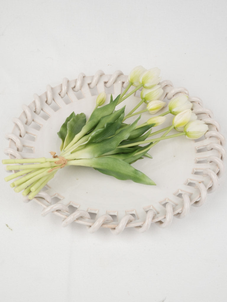 Vintage Chain-Link White Ceramic Platter