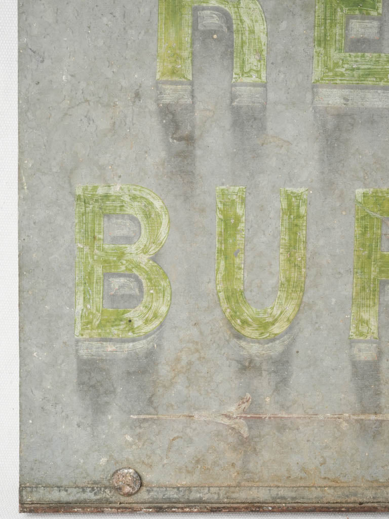 Mid-century galvanized metal sign