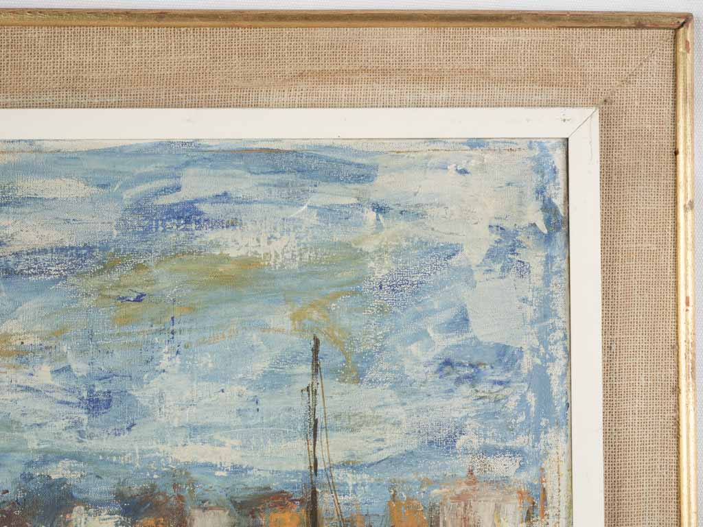Harbor Scene with Boats - Oil Painting by Luis Dated 1961 - 31" x 37½"
