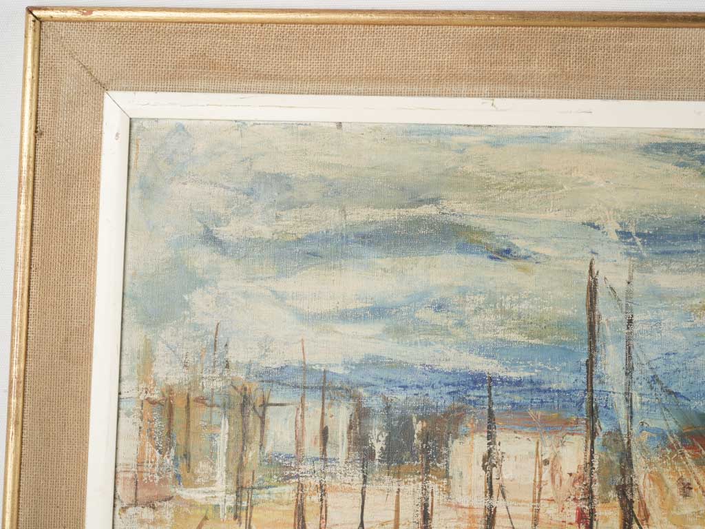 Harbor Scene with Boats - Oil Painting by Luis Dated 1961 - 31" x 37½"
