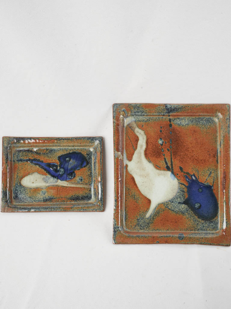 Vintage French stoneware trays pair