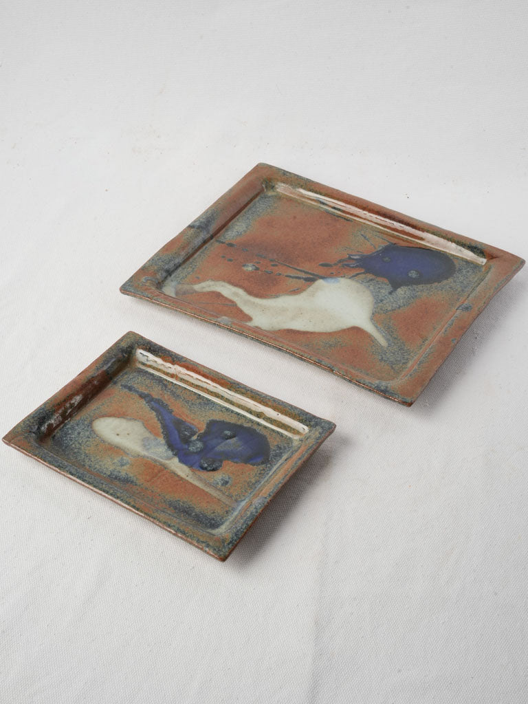 Painterly abstract glaze stoneware trays