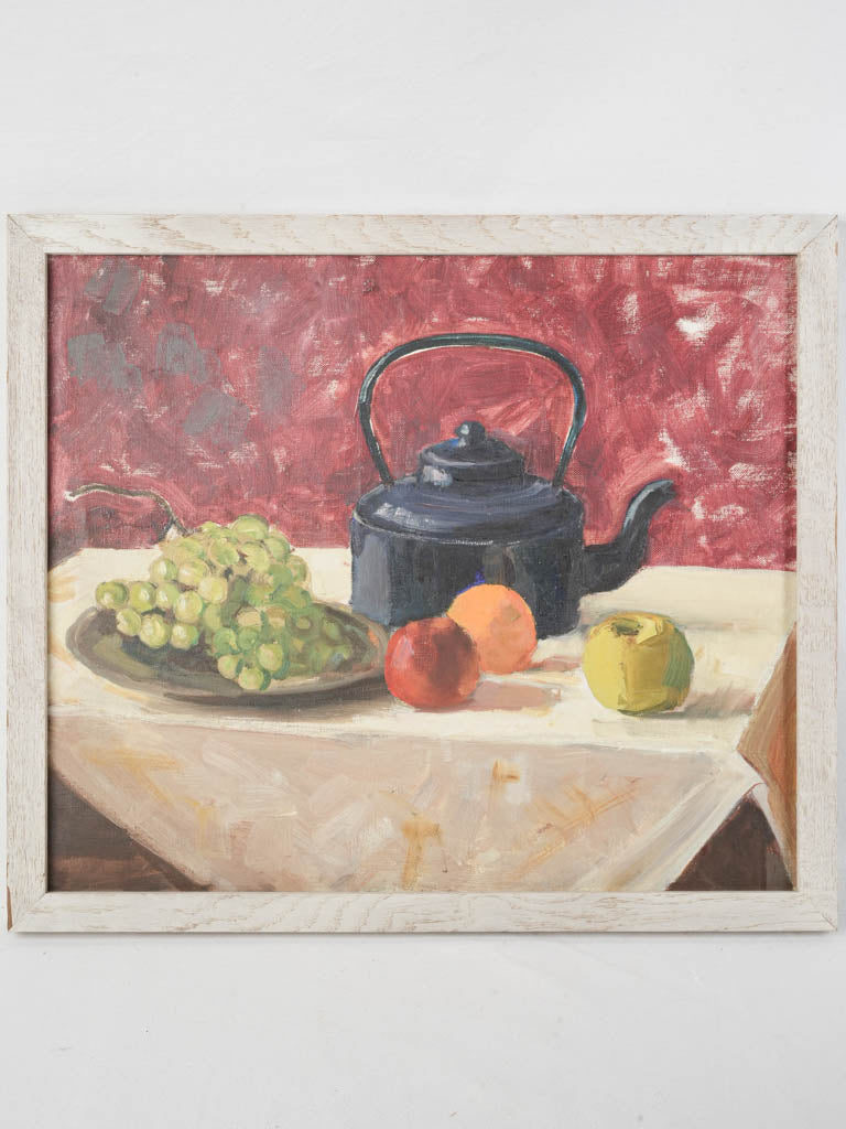 Contemporary French Still Life w/ Black Teapot and Bright Fruit - 21¾" x 25¼"