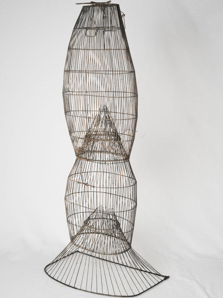 Antique French wire fish trap sculpture 51¼ – Chez Pluie