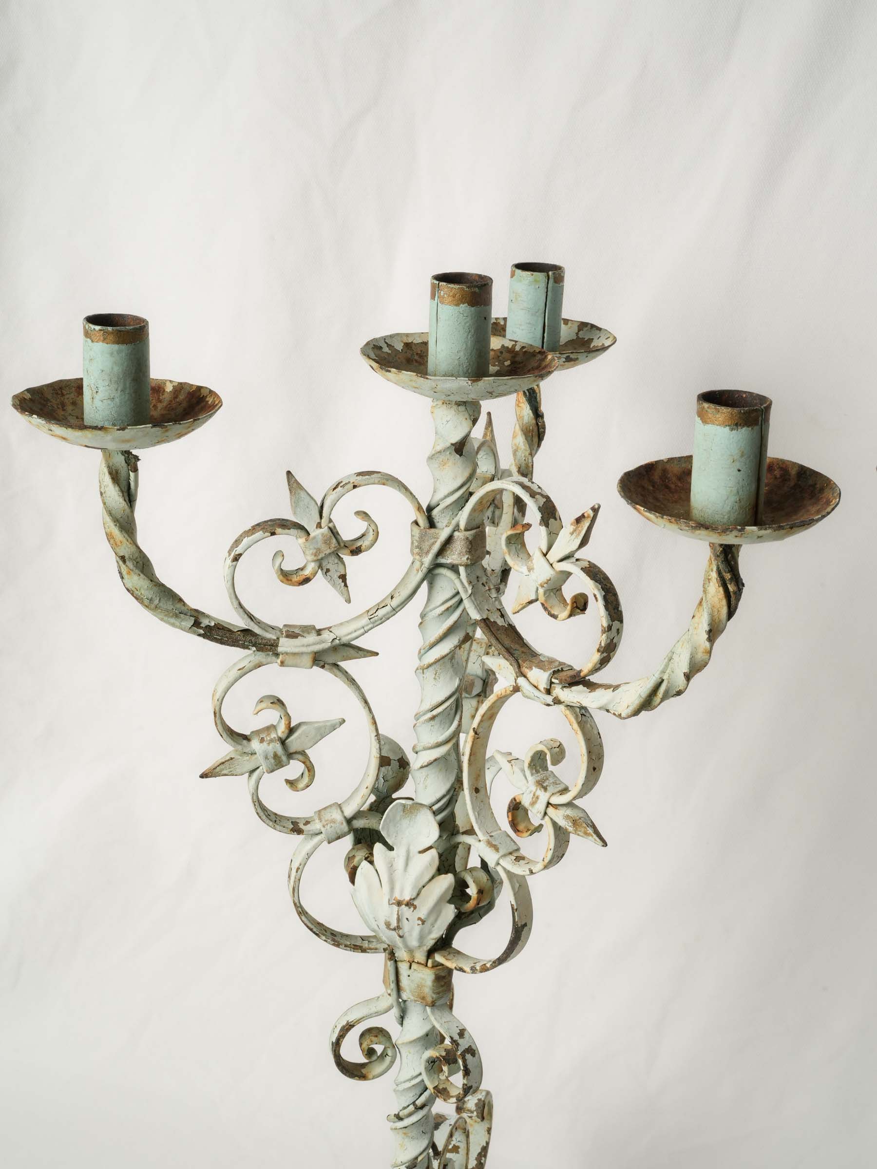 Pair of Large French Wrought-Iron Candelabra, Early 20th Century - 25¼"