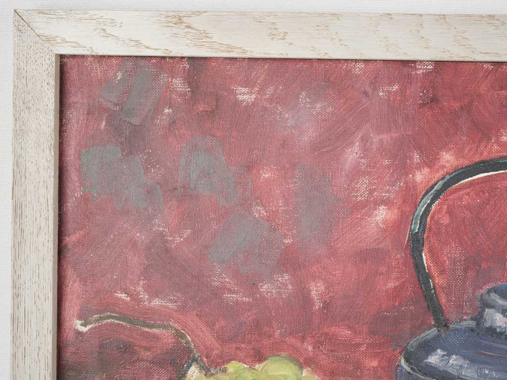 Vibrant fruit and teapot painting