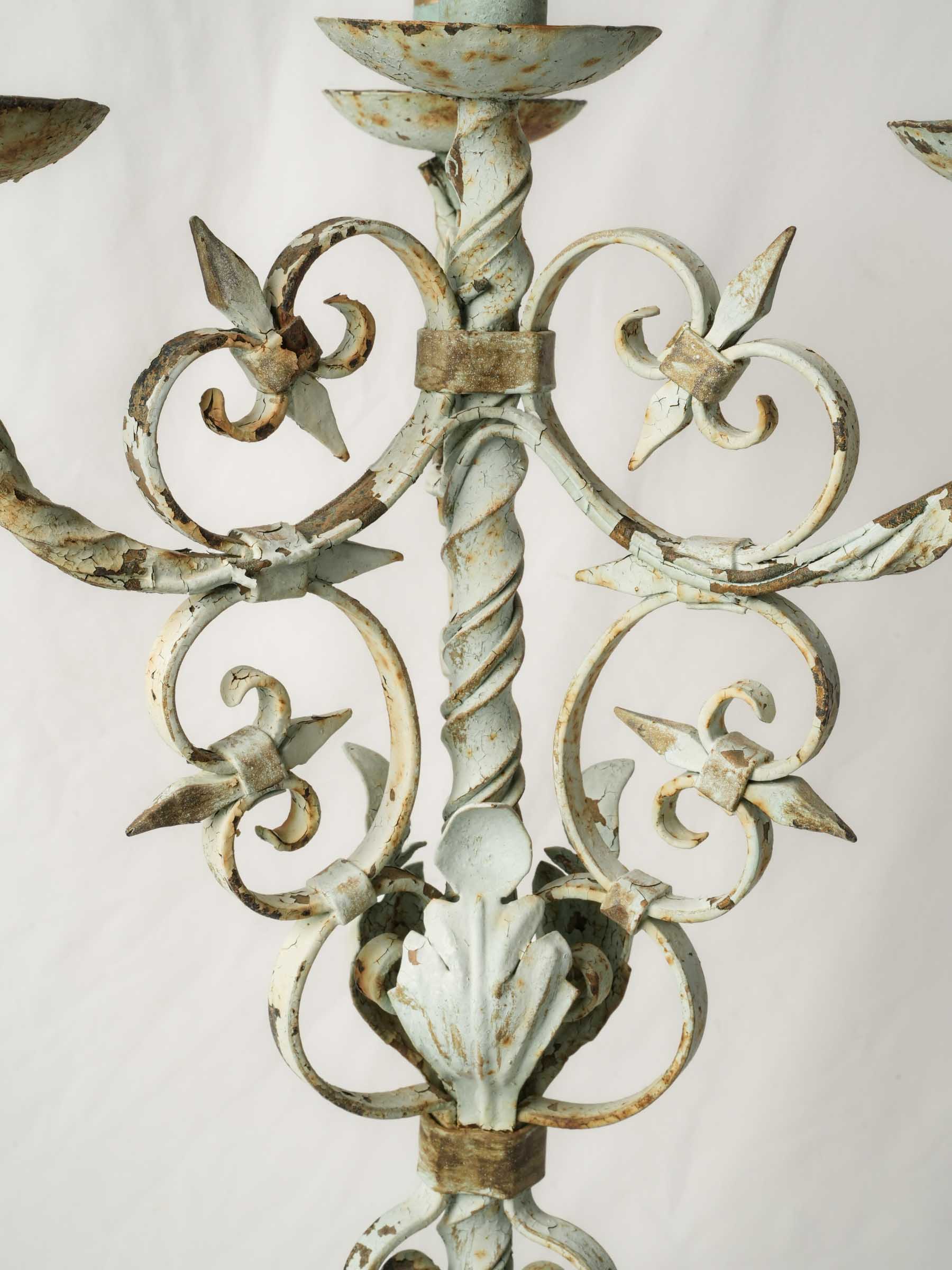 Pair of Large French Wrought-Iron Candelabra, Early 20th Century - 25¼"