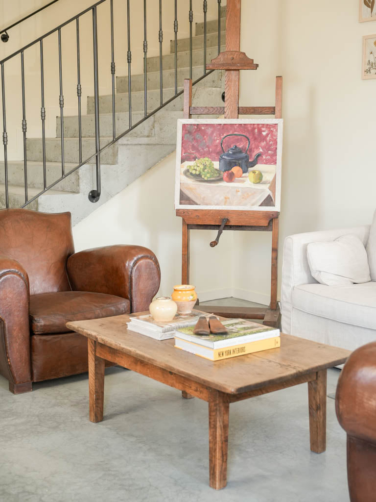 Textured still life artwork framed