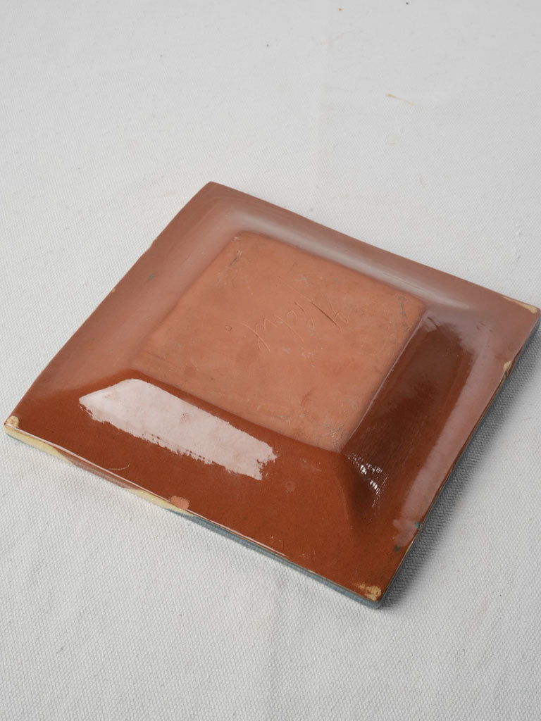 Signed textured pottery tray