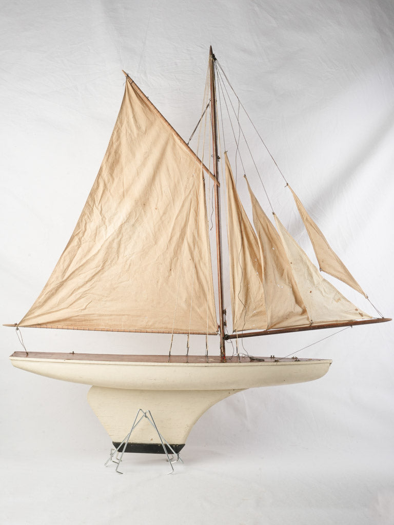 Elegant white hull model yacht